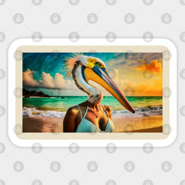 Pelican Woman Sticker by CreativePhil